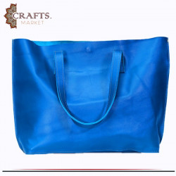 Handmade Blue Genuine Leather Women's Handbag