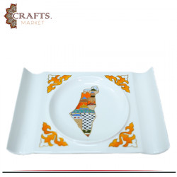 Hand-painted Porcelain and Thermoplastic Arabic coffee Pot with a Map of Palestine design, 8 pieces