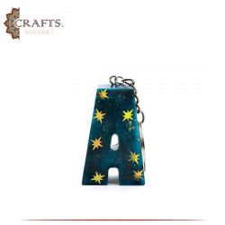 Handmade Green Resin Key chain with a A letter design 