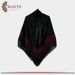 Handmade Embroidery Black Women Shawl