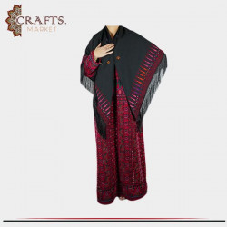 Handmade Embroidery Black Women Shawl