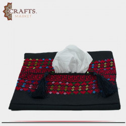 Handmade Black Embroidered Tissue Cover Decorated with peasant embroidery