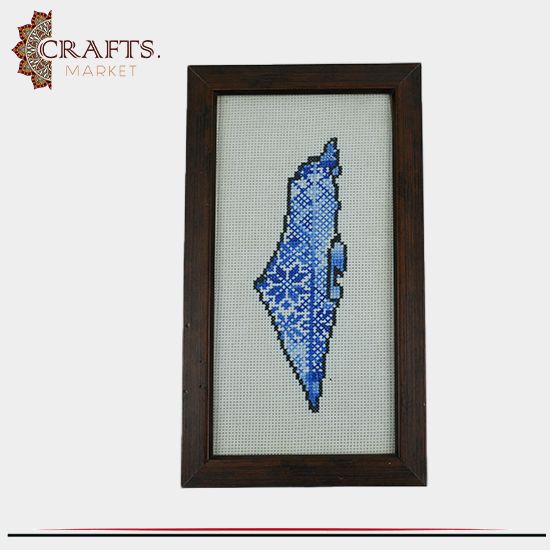 Handmade Embroidered Palestine Map Design Wooden Wall Art Handmade Embroidered Palestine Map Design Wooden Wall Art
