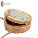 Handmade Beige Straw Women's Handbag Decorated with Mandala Design Handmade Beige Straw Women's Handbag Decorated with Mandala Design