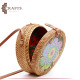 Handmade Beige Straw Women's Handbag Decorated with Mandala Design Handmade Beige Straw Women's Handbag Decorated with Mandala Design