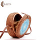 Handmade Beige Straw Women's Handbag Decorated with Mandala Design Handmade Beige Straw Women's Handbag Decorated with Mandala Design