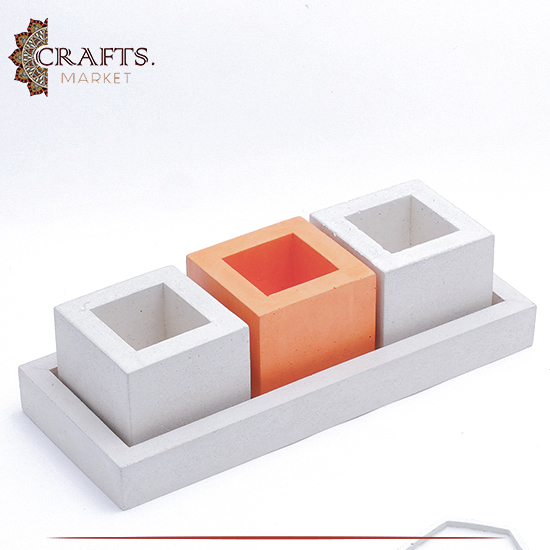 Handmade Dou Color Concrete Planter Empty Pot 4PCS Handmade Dou Color Concrete Planter Empty Pot 4PCS