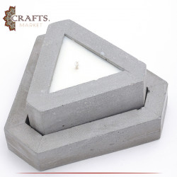 Handmade Grey Concrete Triangle Candle Holder Set, 2PCS