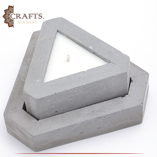 Handmade Grey Concrete Triangle Candle Holder Set, 2PCS Handmade Grey Concrete Triangle Candle Holder Set, 2PCS