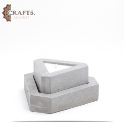 Handmade Grey Concrete Triangle Candle Holder Set, 2PCS