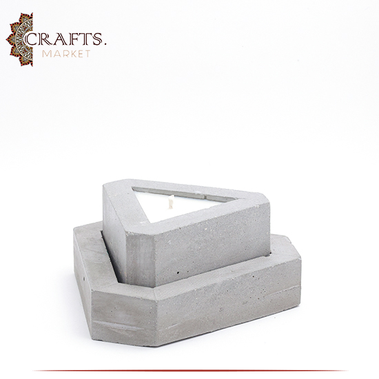 Handmade Grey Concrete Triangle Candle Holder Set, 2PCS Handmade Grey Concrete Triangle Candle Holder Set, 2PCS