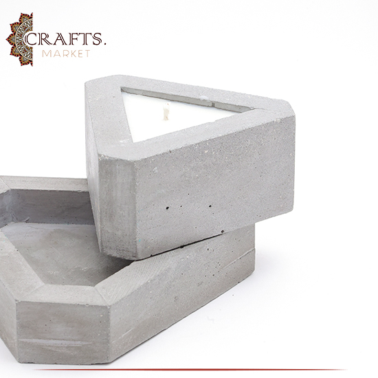 Handmade Grey Concrete Triangle Candle Holder Set, 2PCS Handmade Grey Concrete Triangle Candle Holder Set, 2PCS