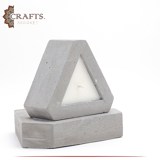 Handmade Grey Concrete Triangle Candle Holder Set, 2PCS Handmade Grey Concrete Triangle Candle Holder Set, 2PCS