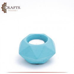 Handmade Turquoise Concrete Candle Pentagonal Pot