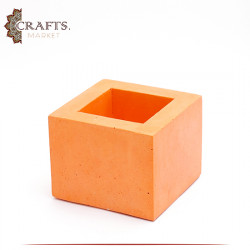 Handmade Orange Concrete Square Pot