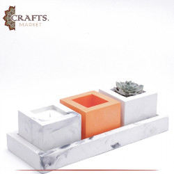 Handmade Duo-Color Concrete Pot 4PCS