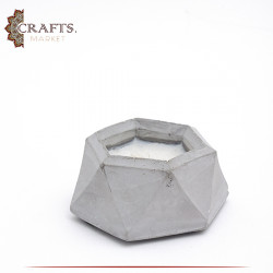 Handmade Grey Concrete Candle Hexagon Pot