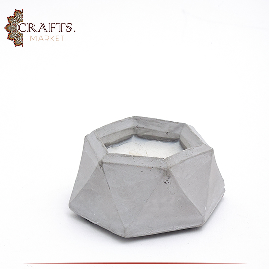 Handmade Grey Concrete Candle Hexagon Pot Handmade Grey Concrete Candle Hexagon Pot