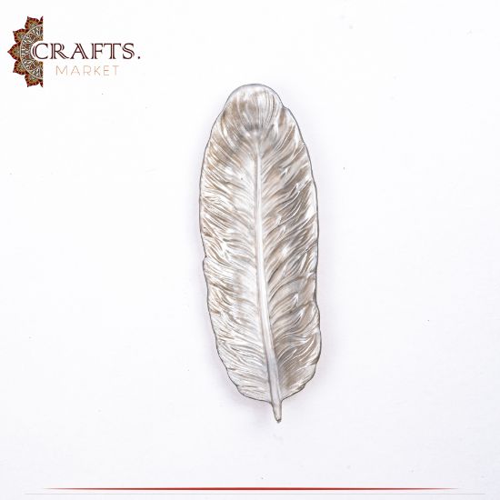 Handmade Silver Tone Resin Serving Plate with Leaf design Handmade Silver Tone Resin Serving Plate with Leaf design