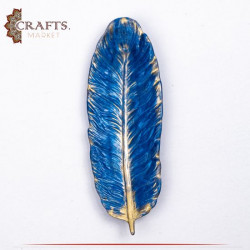 Handmade Blue Resin Serving Plate with Leaf design