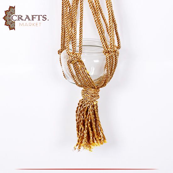 Handmade Gold Macrame Plant Hangers