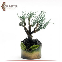 Handmade Green Base Metal Tree Design Table Decor
