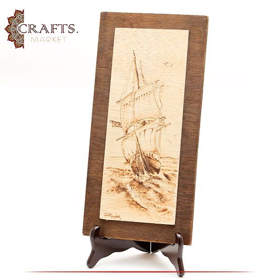 Pyrography Art  Ship At Sea  Design