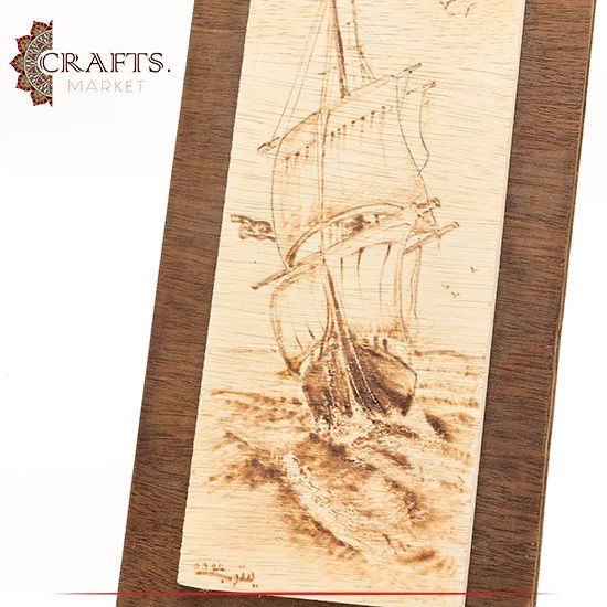 Pyrography Art  Ship At Sea  Design