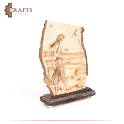 Pyrography Art Lady At The Beach Design