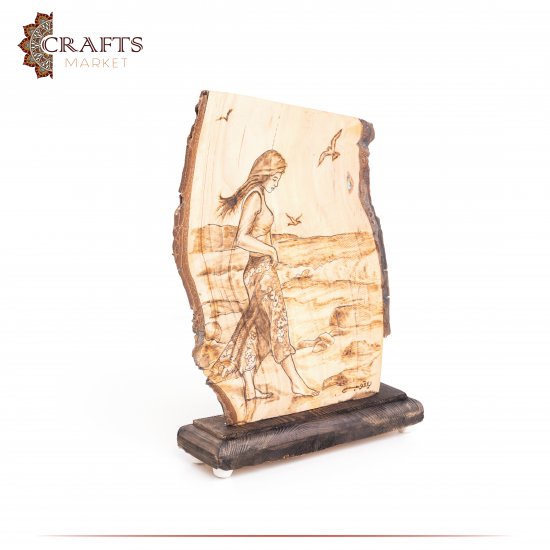 Pyrography Art Lady At The Beach Design