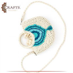 Handmade Beige straw  Women Shoulder Bag