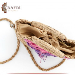 Handmade Beige straw Women Shoulder Bag