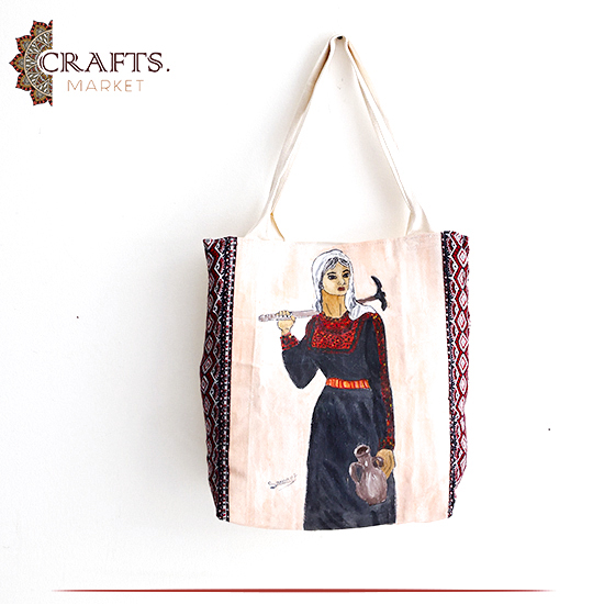 Handmade Fabric Women Tote Bag Palestinian Woman Handmade Fabric Women Tote Bag Palestinian Woman