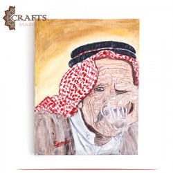 Handmade Drawing An Old Man Drinking Tea Design Wall Art