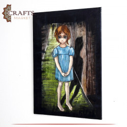 Handmade Drawing The Sad Child Design Wall Art