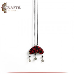 Handmade Black Fabric Women Necklace with peasant embroidery