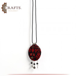 Handmade Black Fabric Women Necklace with peasant embroidery