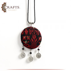 Handmade Black Fabric Women Necklace with peasant embroidery