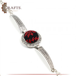 Handmade Metal Bracelet with peasant embroidery