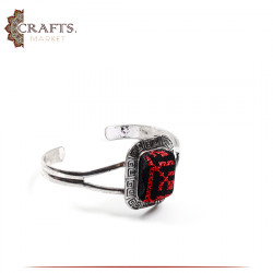 Handmade Metal Open Bangle Decorated with peasant embroidery