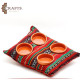 Handmade Multi-Color Serving Plates set with a Thermal Pad with a Heritage design, 5 pieces