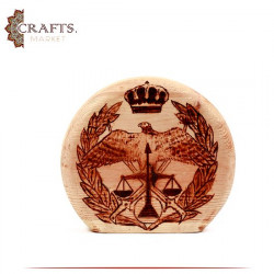 Wooden Pyrography Art  Public Security Logo  Design
