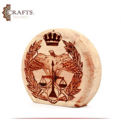 Wooden Pyrography Art  Public Security Logo  Design