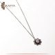 Silver Metal Necklace with a Hand-embroidered Pendant Roses design. Silver Metal Necklace with a Hand-embroidered Pendant Roses design.