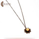 Brass Metal Necklace with a Hand-embroidered Pendant Yellow Rose design Brass Metal Necklace with a Hand-embroidered Pendant Yellow Rose design