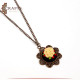 Brass Metal Necklace with a Hand-embroidered Pendant Yellow Rose design Brass Metal Necklace with a Hand-embroidered Pendant Yellow Rose design