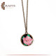 Handmade Brass Metal Necklace with a Hand-embroidered Pendant Roses design. Handmade Brass Metal Necklace with a Hand-embroidered Pendant Roses design.