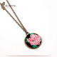 Handmade Brass Metal Necklace with a Hand-embroidered Pendant Roses design. Handmade Brass Metal Necklace with a Hand-embroidered Pendant Roses design.