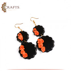 Handmade Duo-Color Woman's Earrings Flower Design