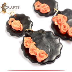 Handmade Duo-Color Woman's Earrings Flower Design
